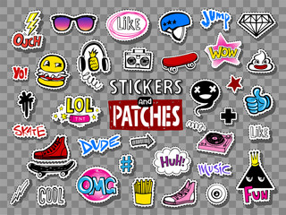 Hipsters teens stickers and patches