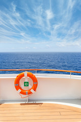 ocean view voyage showng sea deck life ring