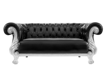 Luxurious baroque sofa. Leather sofa on a white background. Elegant leather sofa over a white...