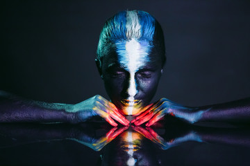 Creative make-up and beauty body art theme: