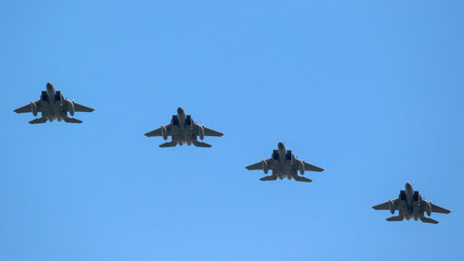 Fototapeta na wymiar US Air Force fighter jet formation