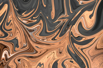 Liquify Abstract Pattern With Brown, White And Grey Graphics Color Art Form. Digital Background With Liquifying Flow.