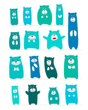 Funny bears collection, sketch for your design