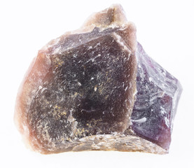 raw pink Flint (chalcedony) stone on white