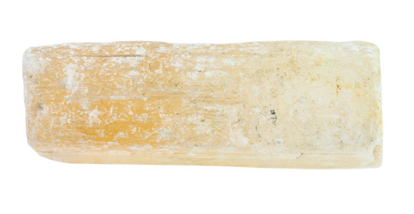 rough gypsum ( selenite ) stone on white