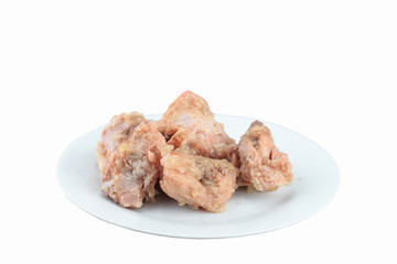 Canned meat on white background