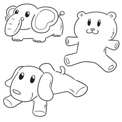vector set of stuffed animals