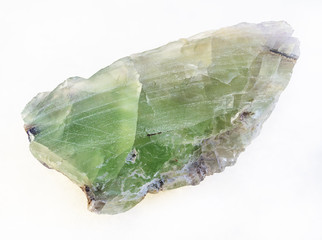 raw green Beryl crystal on white