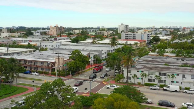 Aerial video Harding Avenue Miami Beach