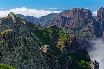 Fototapeta premium Amazing view on the mountain peaks from Pico do Arieiro on Portuguese island of Madeira