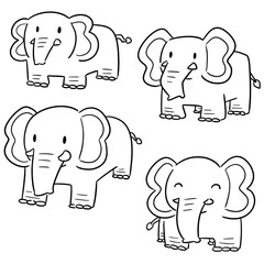 vector set of elephant