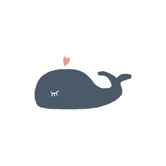 Vector little cute whale. Scandinavian style illustration