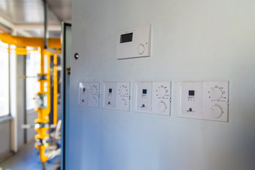 Control panel of automatic on electric box on gas boiler house