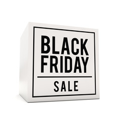 Black friday sale sticker on white cube