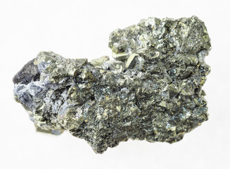 rough crystalline pyrite stone on white