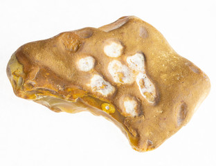 rough yellow flint stone on white