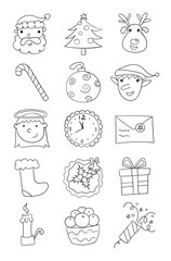 Fototapeta premium Black and white Christmas icons