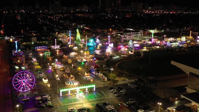 Aerial video night at the carnival