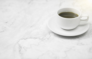 Hot coffee cup with copy space in the morning