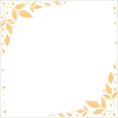White background with decorative edges of orange leaves and dots for decoration, scrapbooking paper, sheet of book or notebook, wedding, invitation, greeting card, text