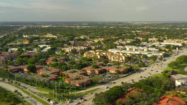 Aerial video residential neighborhoods Miami Kendall