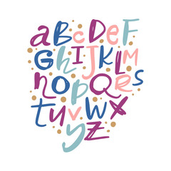English vector nursery alphabet. Lettering, isolated letters