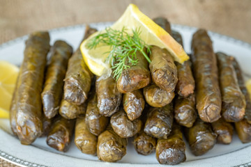Traditional delicious Turkish foods; stuffed leaves (yaprak sarmasi)