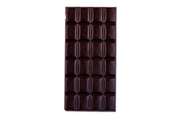 Dark chocolate bar isolated on white background