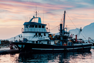 Obraz premium fishing boats in the fishing harbor