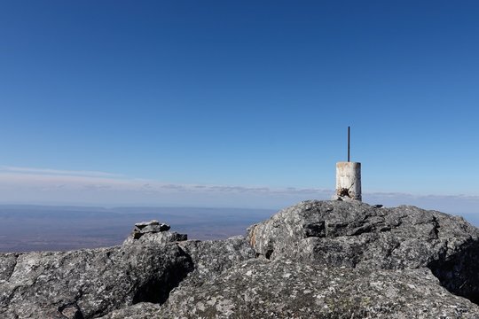 Cockscomb mountain peak in the Eastern Cape, South Africa. Mountain climbing concept image. 