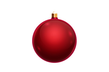 Red christmas ball isolated on white background. Christmas decorations, ornaments on the Christmas tree.