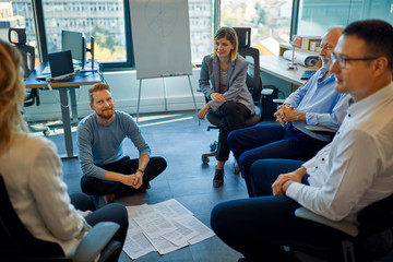 Business team having a workshop in office