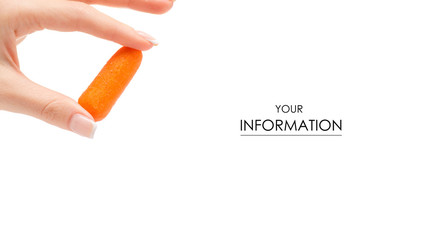 Small carrot in hand pattern on white background isolation