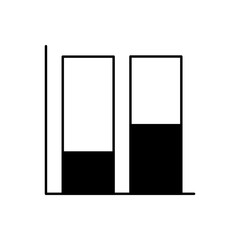 Vector 100% stacked column chart icon with black and white segments	