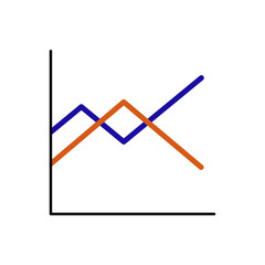 Vector line chart icon with blue and orange values