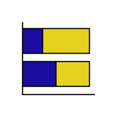 Vector 100% stacked bar chart icon with blue and yellow segments	
