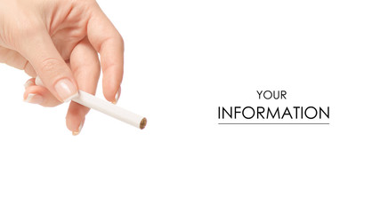 The cigarettes in hand pattern on white background isolation