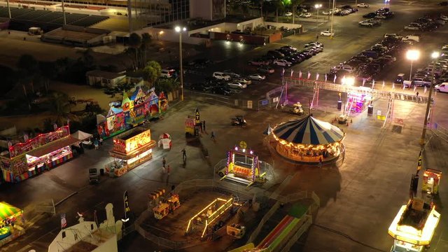 Night video Amusement park fair at night