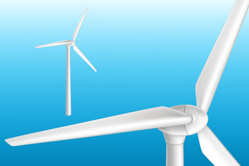 Wind turbine on tower realistic vector isolated illustration. Effective renewable energy system. Electricity generation industry alternative technology. Sustainable environment concept design element © vectorpocket