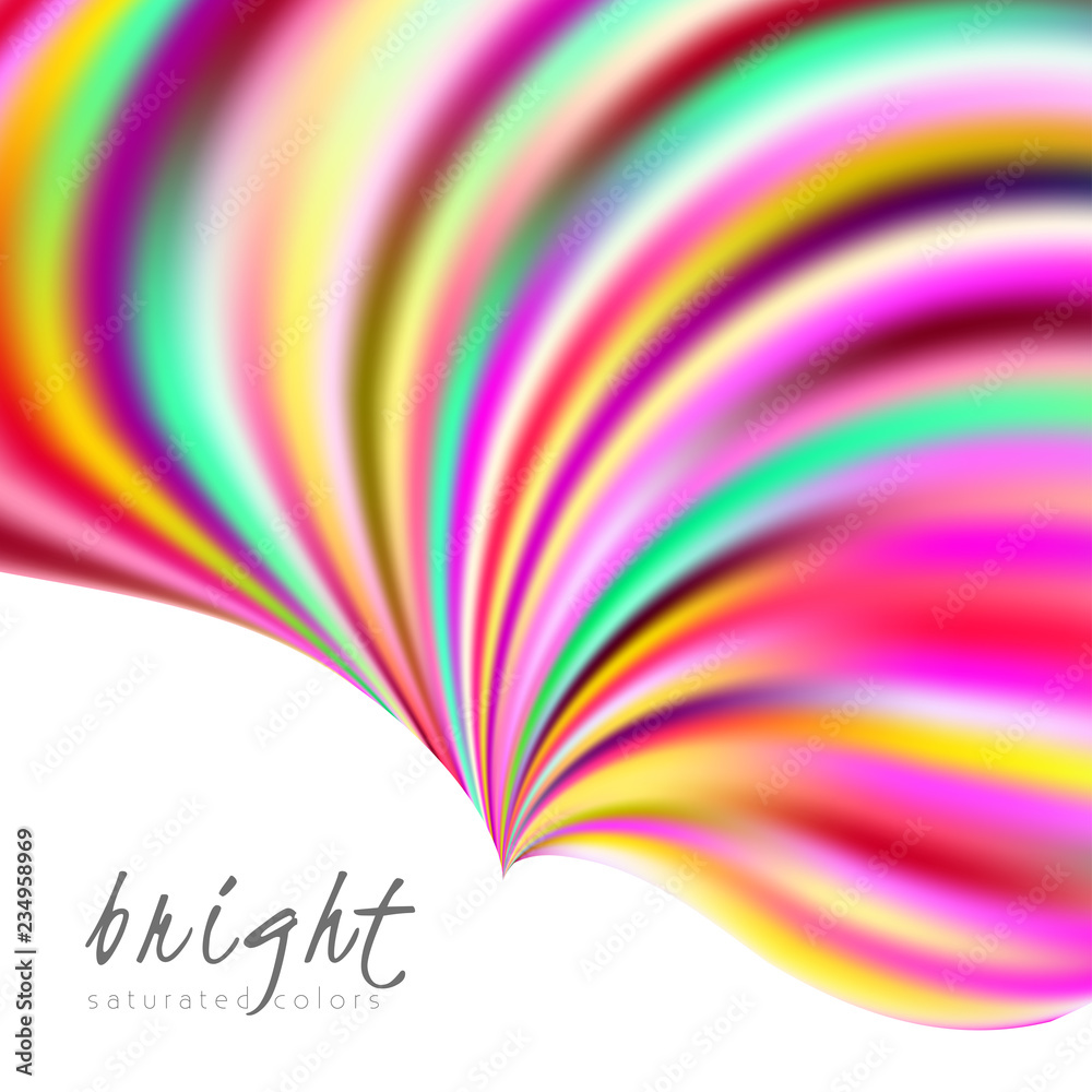 Poster bright multicolor template with vibrant colorful wavy shape