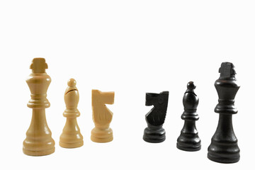 Chess pieces on a white background