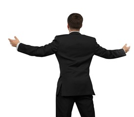 Businessman with Arms Open, Back View