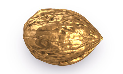 3D illustration of Golden Nut isolated on white