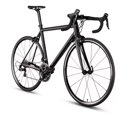 Fototapete Fahrräder schwarz Rennsport Rennrad Fahrrad isoliert auf weißem Hintergrund