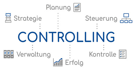Controlling Infografik Blau