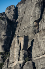 Ruins of church on cliff in Meteora. Meteora is one of the largest built complexes of Eastern Orthodox monasteries in Greece.