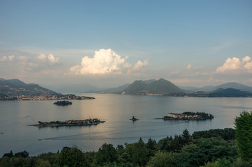 View to Borromean Islands Maggiore lake  Piedmont Italy, Europe
