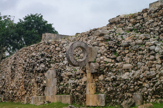 Ball court (Juego de Pelota) at the ruins of the ancient Mayan city Uxmal, Mexico