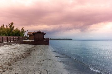 The Tuscan sea and a marina in Autumn at sunset  - 5