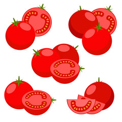 Vector tomato, collection of vector illustrations.